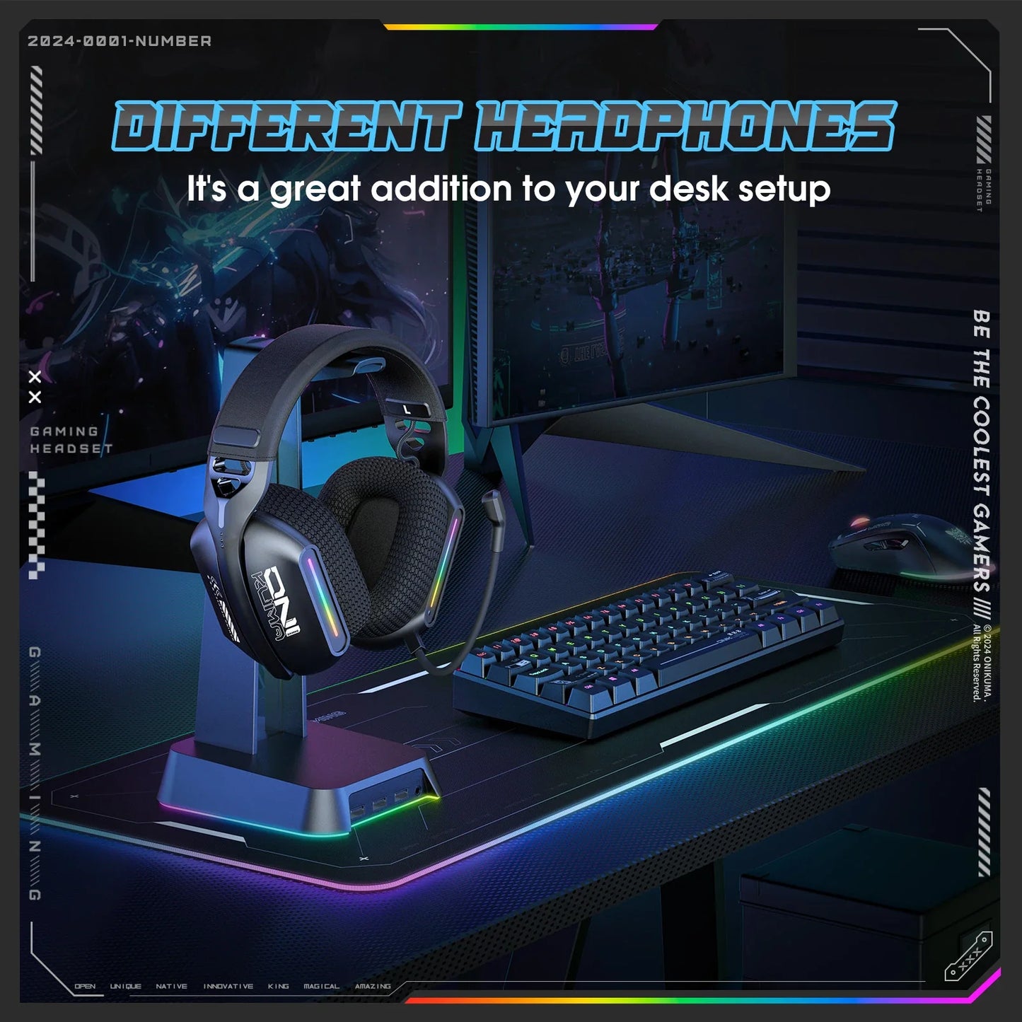 ONIKUMA Wireless Gaming Headset: 2.4G/Wired/Bluetooth 3 Modes, Bendable HD Mic, Soft Ear Pads, Immersive Sound for PC/PS4/5