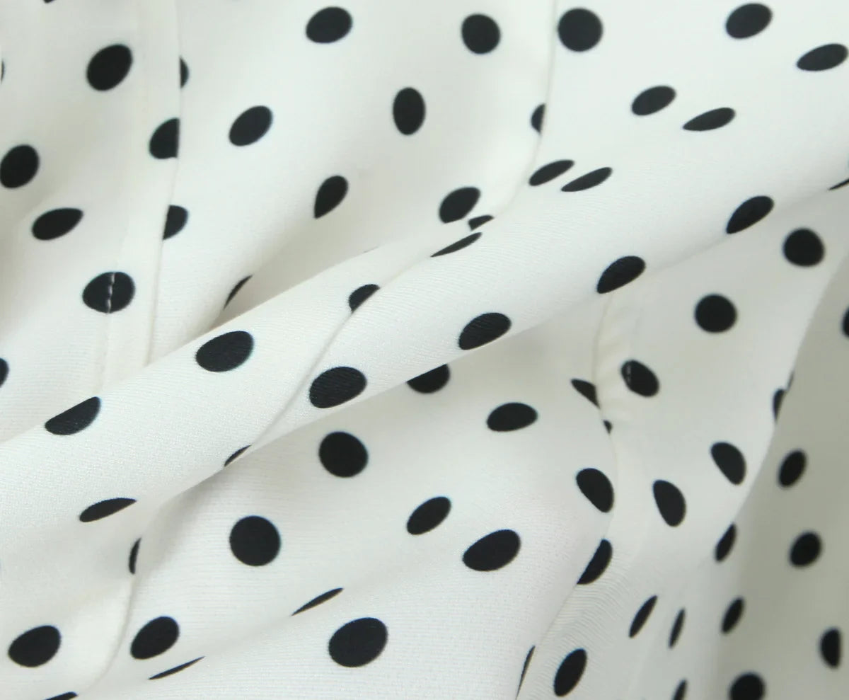 YENKYE French Style Retro Polka Dot Deep V Halter Dress Women Sexy Backless A-line Slim Sweet Elegant Mini Dresses Summer Robe