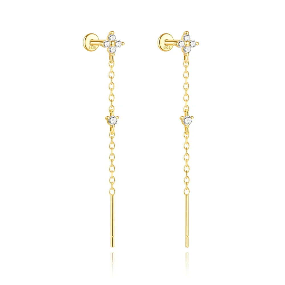 Aide 925 Sterling Silver Long Chain Tassel Baroque Irregular Pearl Dangle Earrings for Women C Shape Earrings Jewelry Pendientes