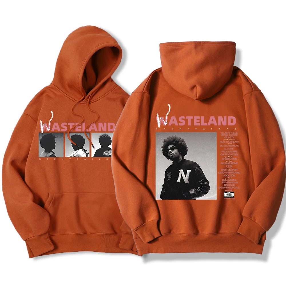 Brent Faiyaz Hoodie Music Album Wasteland Graphic Print Hooded Sweatshirt Hip Hop Streetwear Vintage Oversized Hoody Streetwear