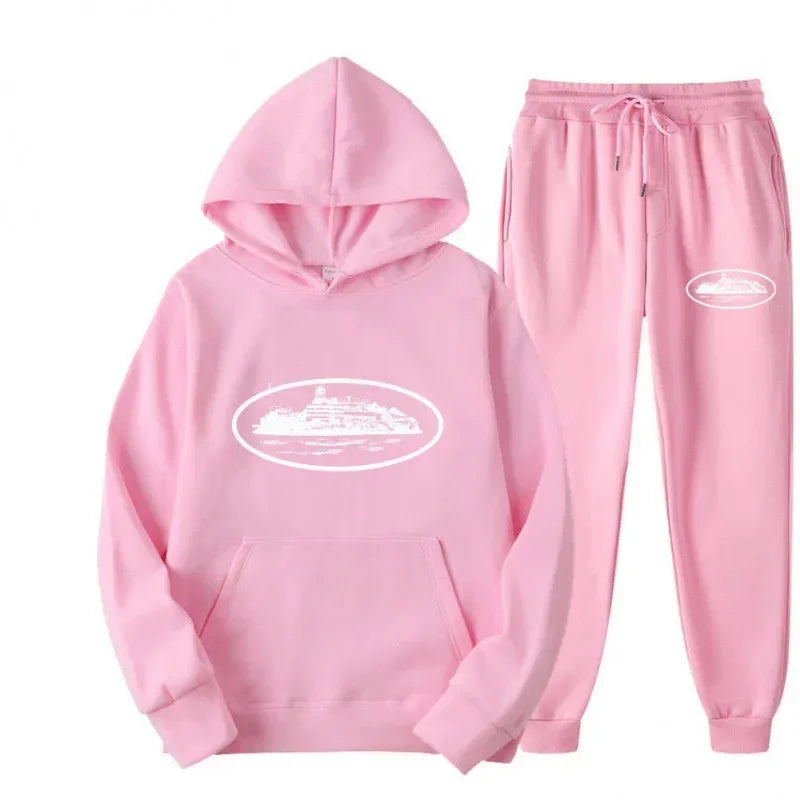 NICE Loose Unisex Fleece-lined Printed Sweatshirt Hoodie Set Devil Prisoner Pattern New Female Casual Comfortable T