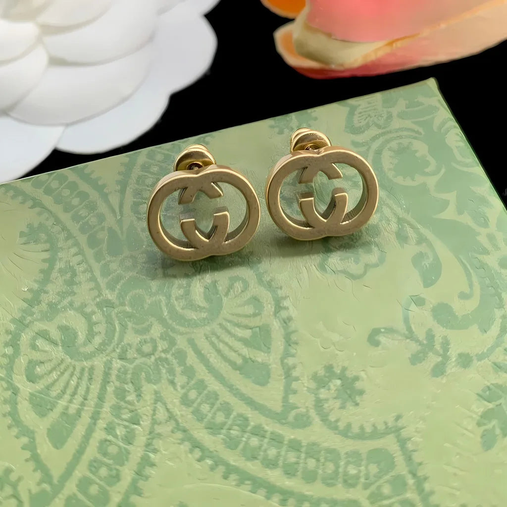 Women Earring Brass Round Stud Elegant Delicate Stainless Steel Gold Silver Minimalist Trendy Design For Daily Party Wear