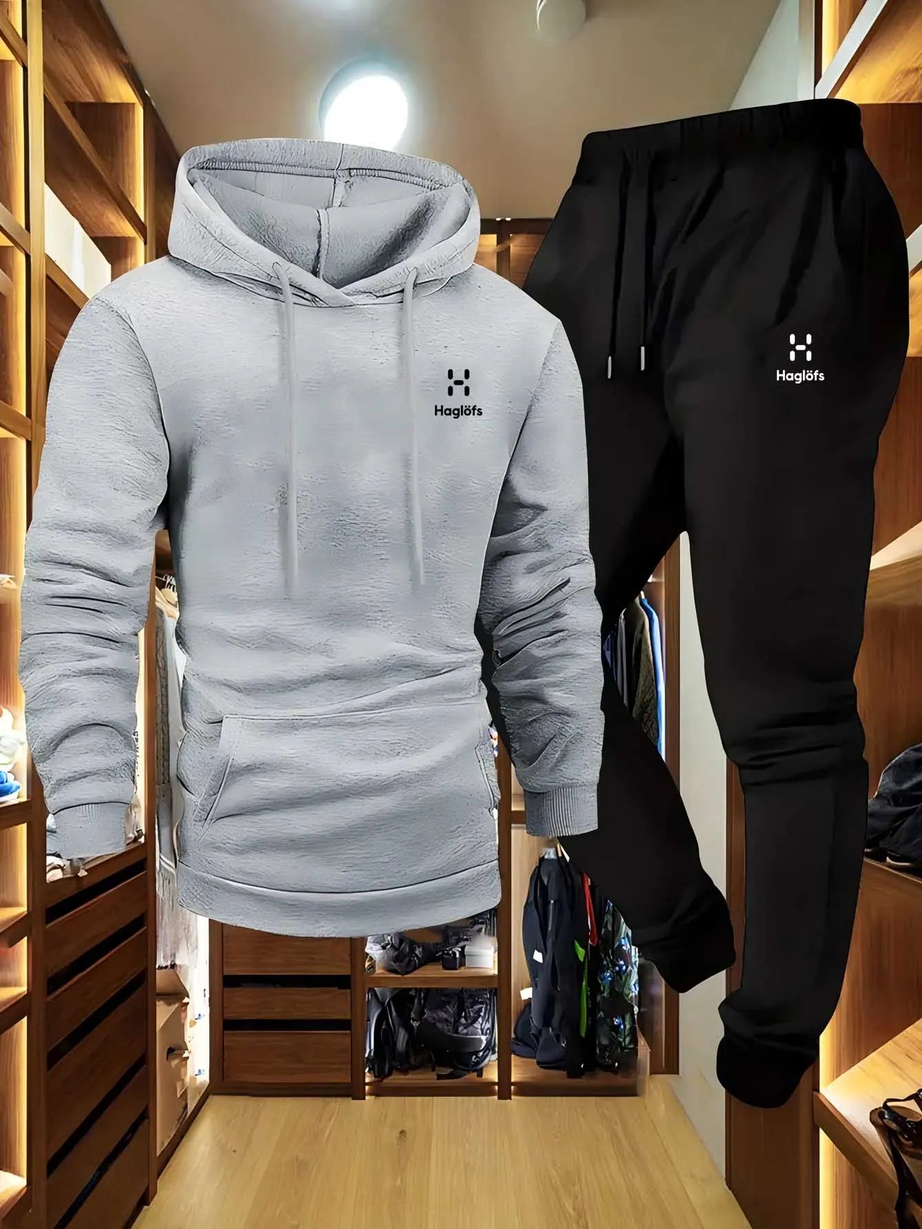 Soft Comfortable Fabric Men's Autumn Winter Casual Two-Piece Hoodie Sweatshirt Long Pants Suit with Pockets Regular Fit Outdoor