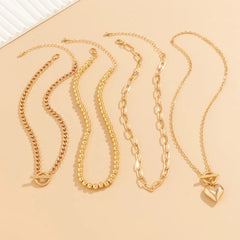 Ball Beaded Chain with Multi-layer Heart Pendant Necklace for Women Trendy