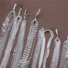 1pcs 925 Sterling Silver 16-30 Inches Rolo Bead Figaro Chain Necklace for Men Women