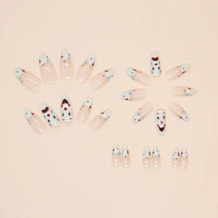 24Pc Halloween False Nails with Almond Head Designs Cute Clown Fake Nails French