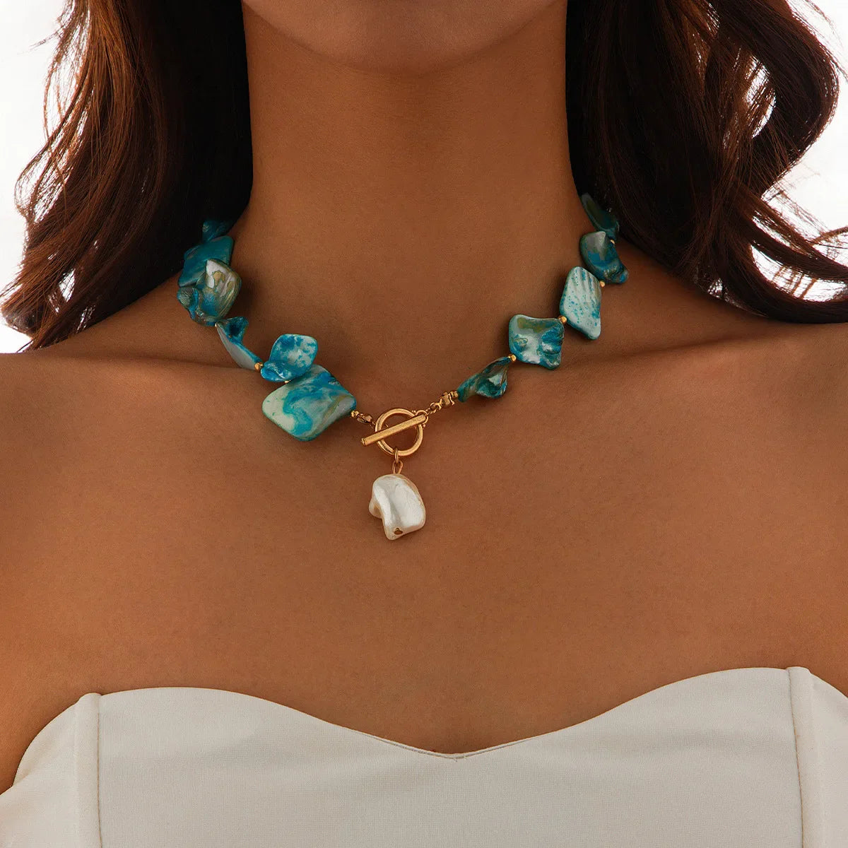 Retro Starfish White Shell Conch Pendant Necklace  Women 2024 Simple Creative Colorful Stones  Hand Woven beach Jewelry Girls