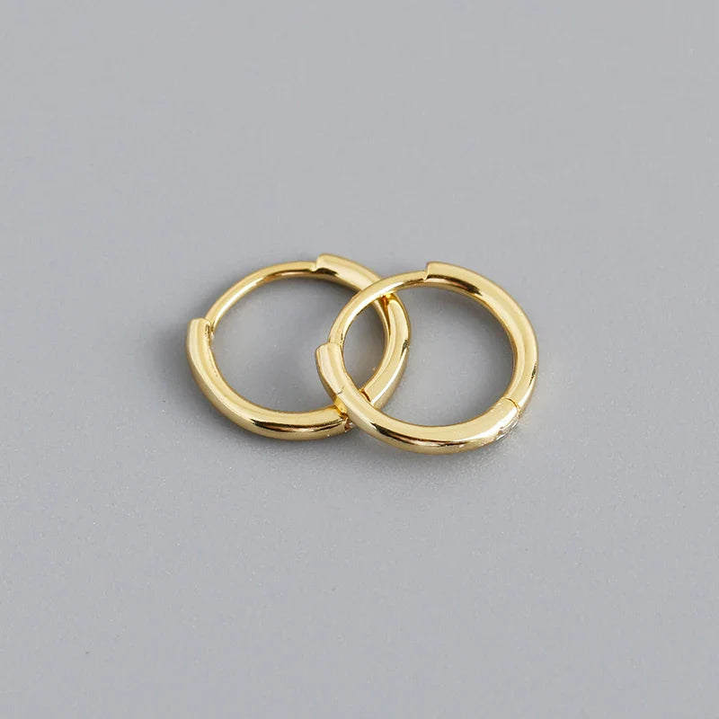 WANTME 925 Sterling Silver Minimalist Glossy Circle Hoop Earrings for Women Fashion Simple Ear Bone Piercing Jewelry Accessories