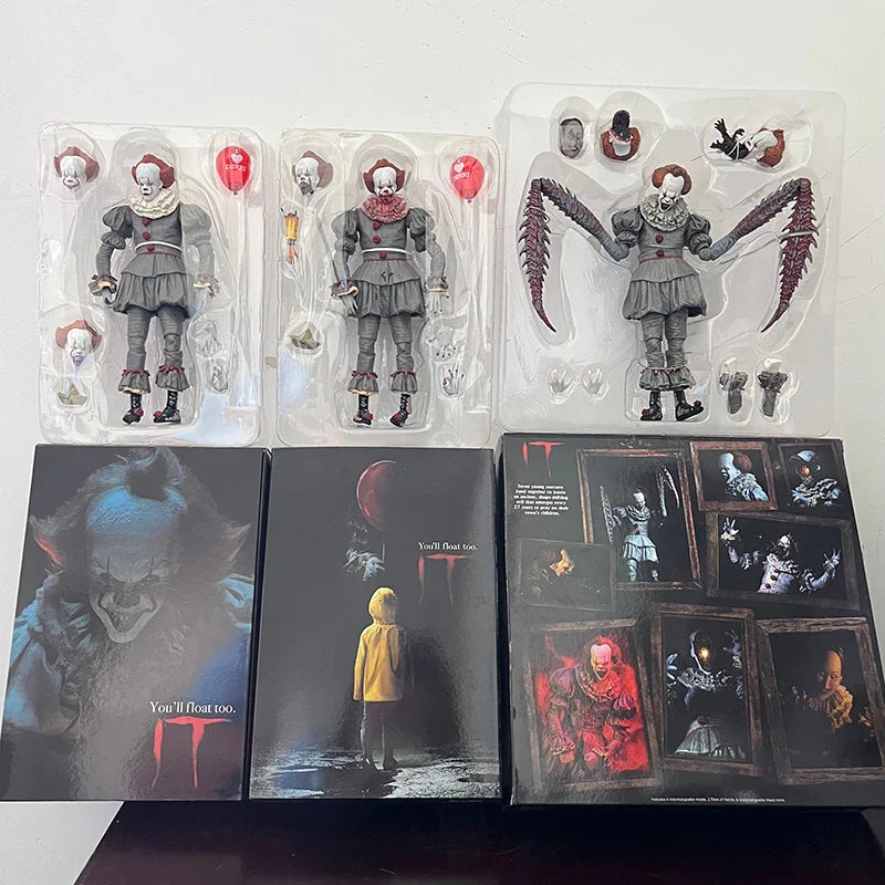 NECA Pennywise Joker Action Figure Toy Doll Horror Halloween Christmas Gift 18cm Bookshelf Ornament