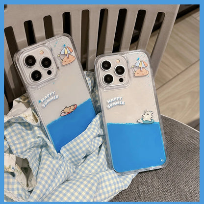 Surfer Puppy Luxury Liquid Silicone iphone 12/13/14/15 Case For iPhone 12/13 Pro 14/15 Pro Max Plus Dynamic Quicksand Cover