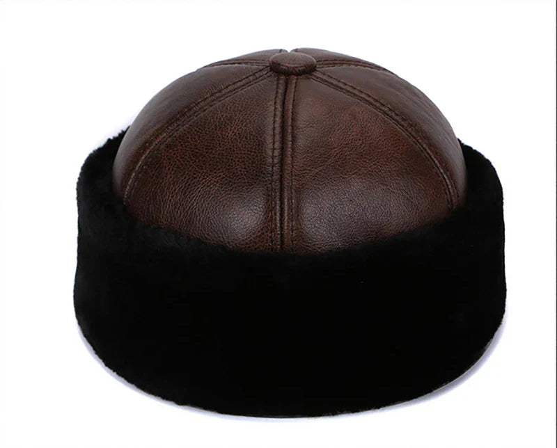 Brand New Style 2026  Retro Cowhide Bomber Hat Winter Keep Warm Caps Men Women Real Leather Cap Thick Velvet Dad Hat Leather Hat