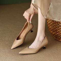 Shoes for Women Pointed Toe Thin Heel Women Pumps Split Leather High Heels