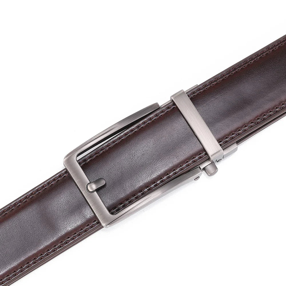 Click Belts for Men Luxury Brand Designer Fashion Automatic Buckle Genuine Leather Men's Belt Male Jeans Waist Strap Blue 3.5 cm