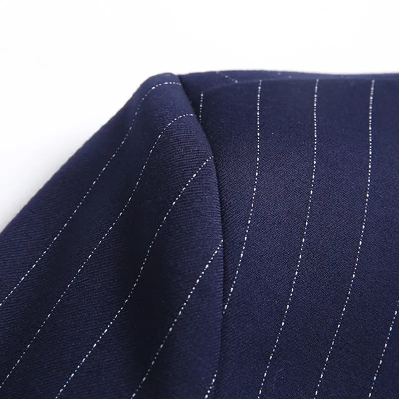 Men Business Dinner Blazers Coat Stripe Slim Fit Wedding Male Groom Tuxedos Suit