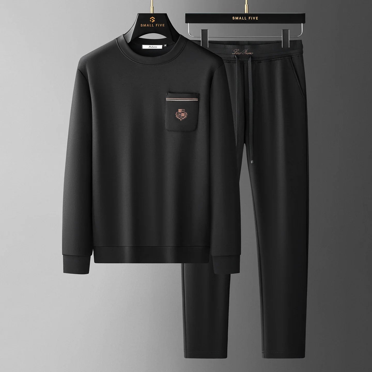 JSBD Autumn Light Luxury Italian Old Money Style Two-piece comfortable air-layer cotton men's sweatshirt casual sportswear set