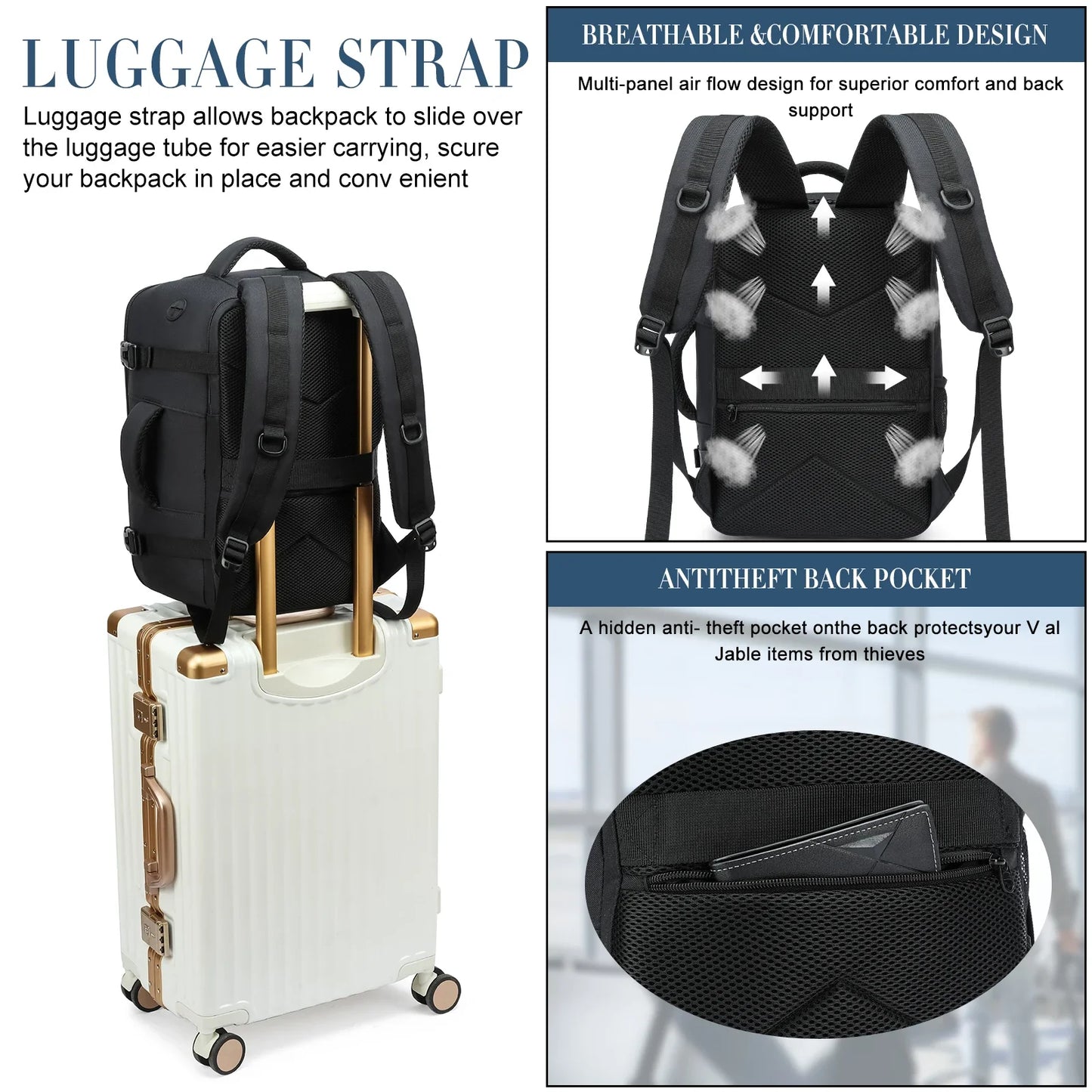travel backpacks 40x20x25 ryanair Hand luggage with laptop compartment portable luggage students business people school cabinbag