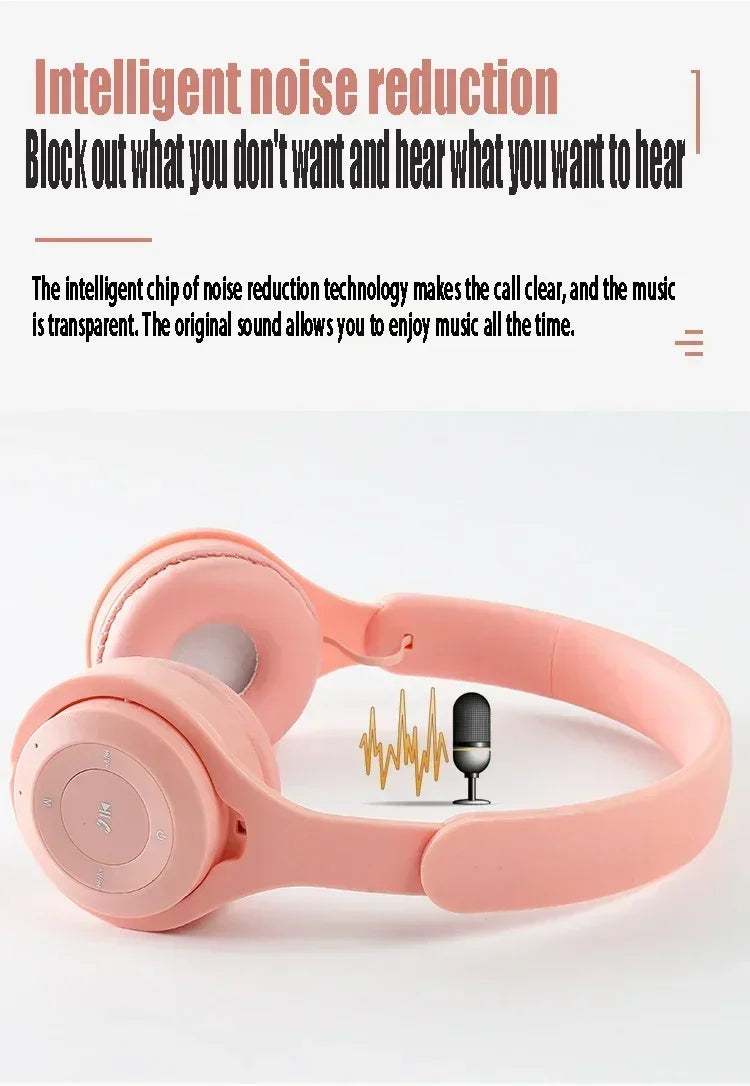 Macarone Wireless Bluetooth Headphones With Microphone Sound Insulation Gaming Earphone Hifi Bass Earbuds Blutooth5.3 Hedset