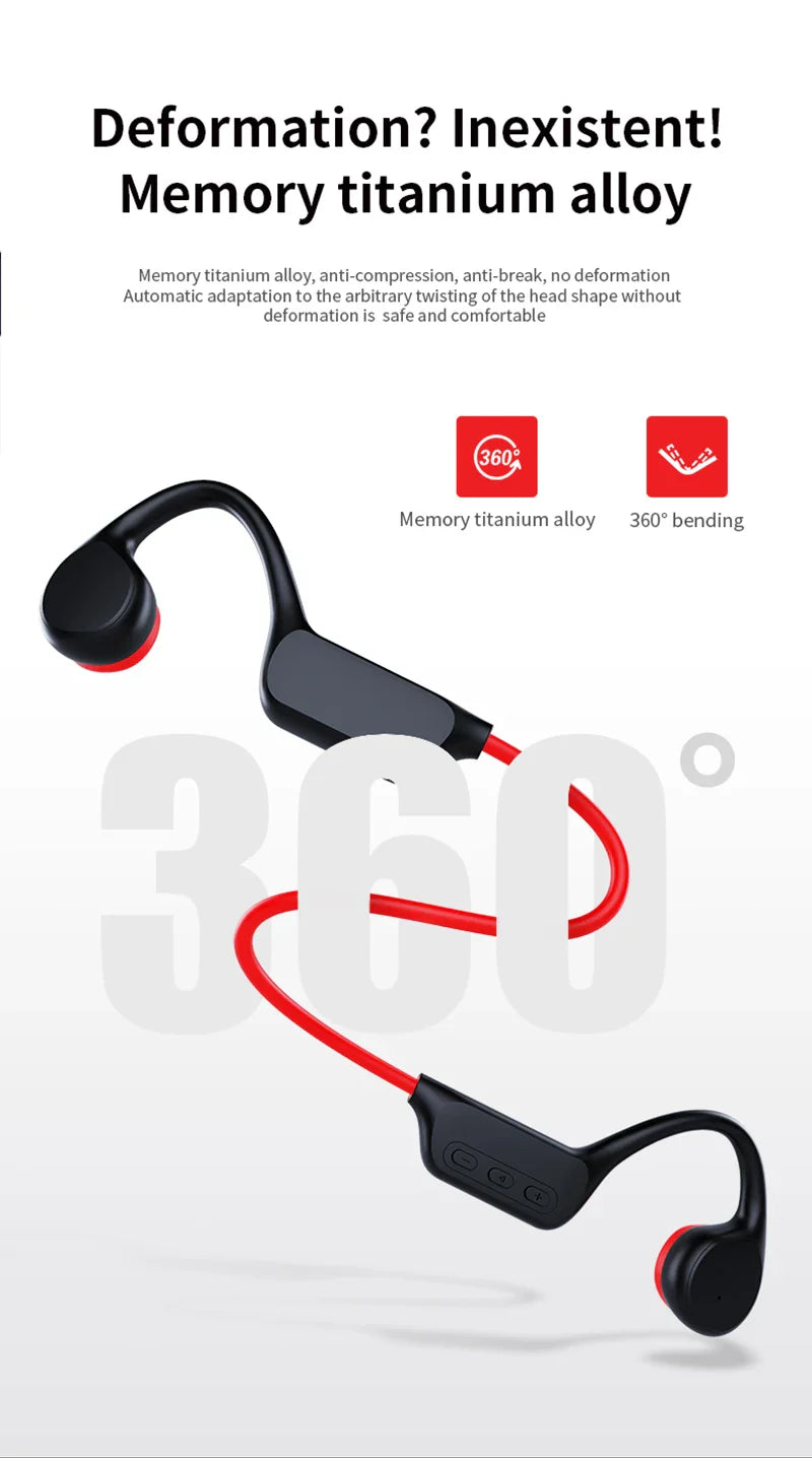 True Bone Conduction Headset IPX8 32GB Bluetooth 5.3 Wireless Swimming Headphone With Microphone Waterproof Exercise Fitness