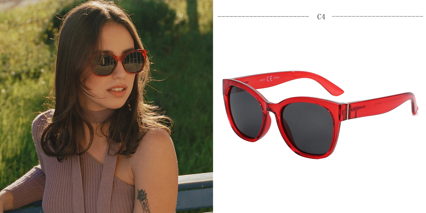 Fashion Cateye Polarized Sunglasses for Women - Oversized Sun Glasses UV400 Protection Retro Shades Designer Style
