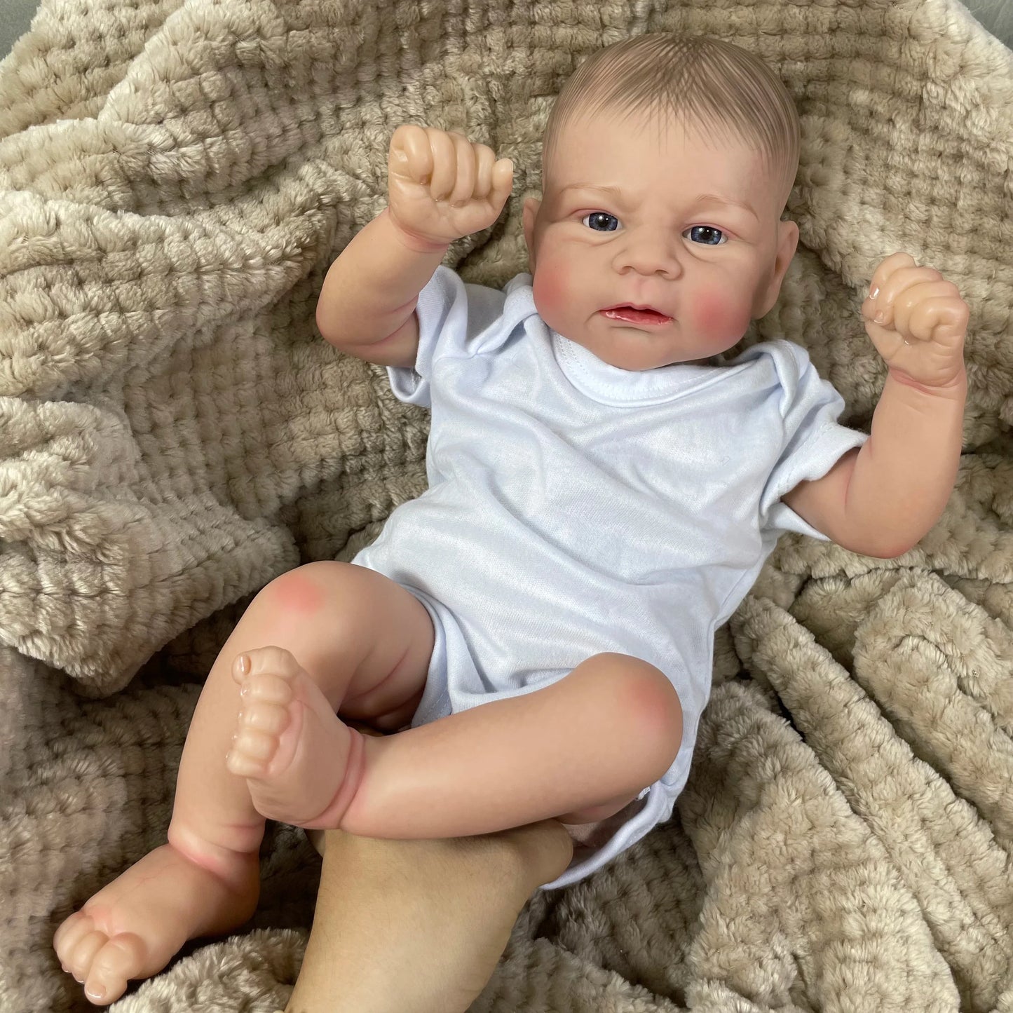 17Inch Already Painted Bebe Reborn Doll Elijah Newborn Doll Handmade Painted Hair 3D Skin Tone Visible Veins Gift For Girls