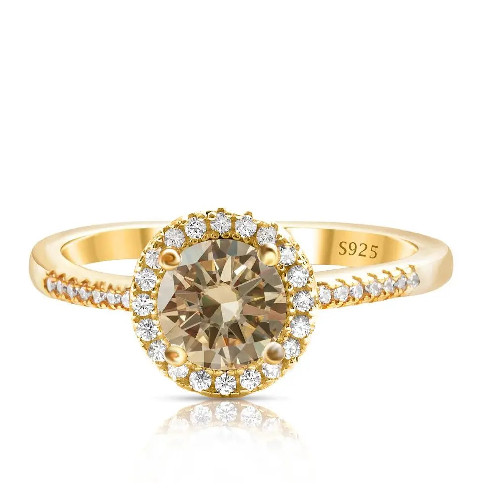 1 Carat Moissanite Ring For Women Solid 925 Silver 18k gold yellow Plated Luxury Wedding Female Jewelry With Certificate Gift