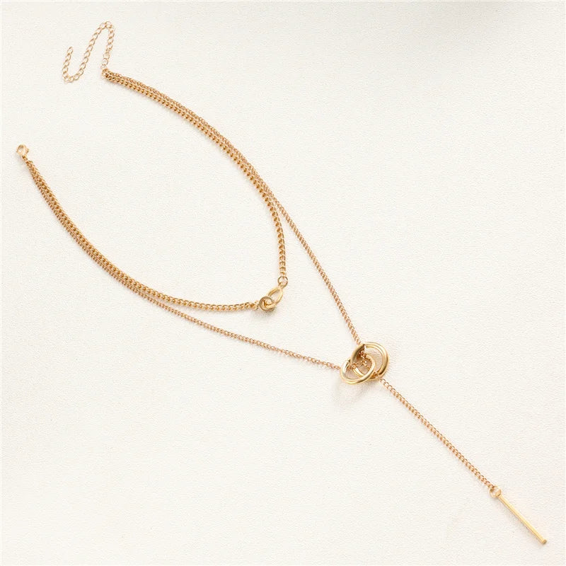 Vintage Double Round Charm Layered Necklace Women's Jewelry Layered Accessories