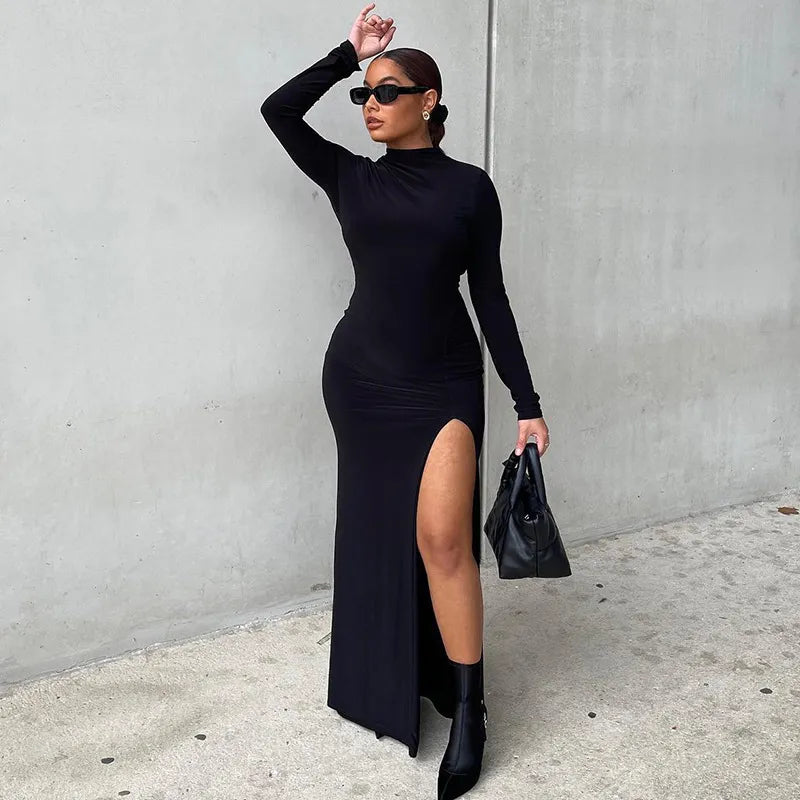 Evening wear Dresses: Maxi Evening Prom Dress for Women Party Club Long Sleeve