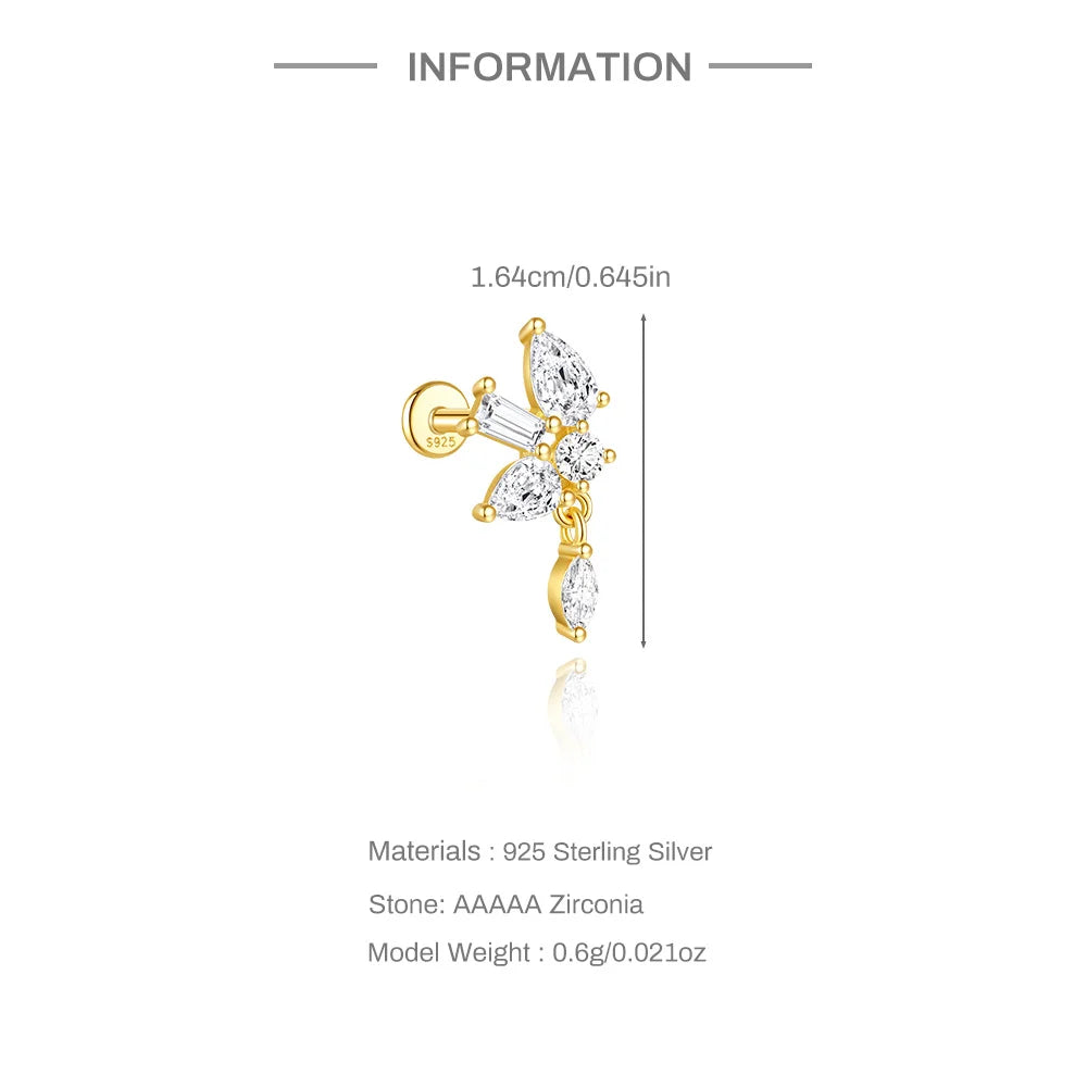 CANNER 1PC 925 Sterling Silver Horse Eye Chain Tassel Zircon Drop Earrings For Women Ins Minimalism Geometric Earrings Gift