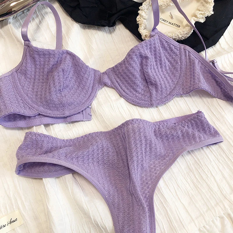 6 Color Women Underwear French Bralette Push Up Bra Set Ultra