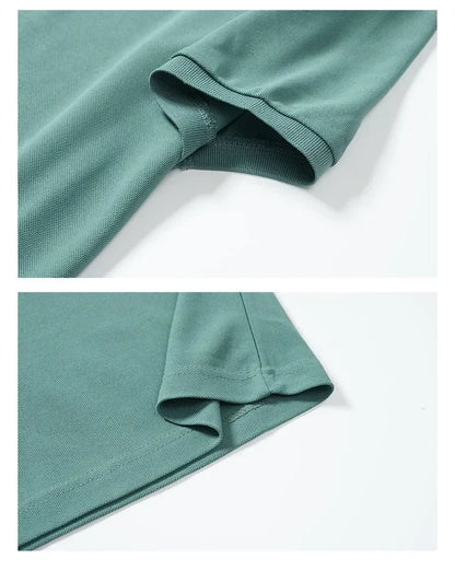 summer Men's Short Sleeve Embroidered Polo T-Shirt Lightweight Casual Streetwear Lapel Vintage Business tshirts