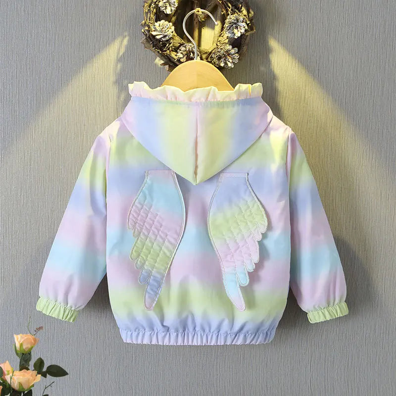 Baby Kids Hoodie Spring Autumn Jacket Cute Wings Long Sleeve Sport Outwear For Girls Children Clothing 2 4 5 6 Years Old