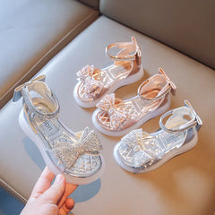 Girls Princess Sandals Baby Sparkly Rhinestones Bow Shoes