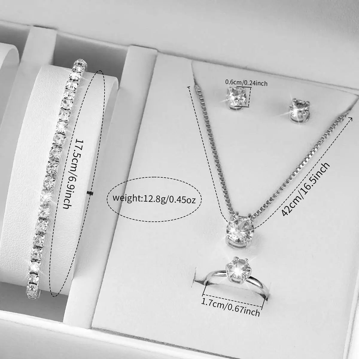 6PCS/Set Fashion Rhinestone Women Watches Analog Quartz Wrist Watch Jewelry Set Reloj Mujer（Without Box）