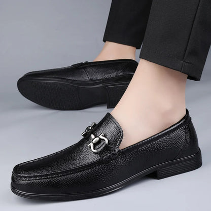 Men Casual Shoes Brand Genuine Leather Mens Loafers Moccasins Breathable Slip on Driving Shoes Cow Leather Business Formal Shoes