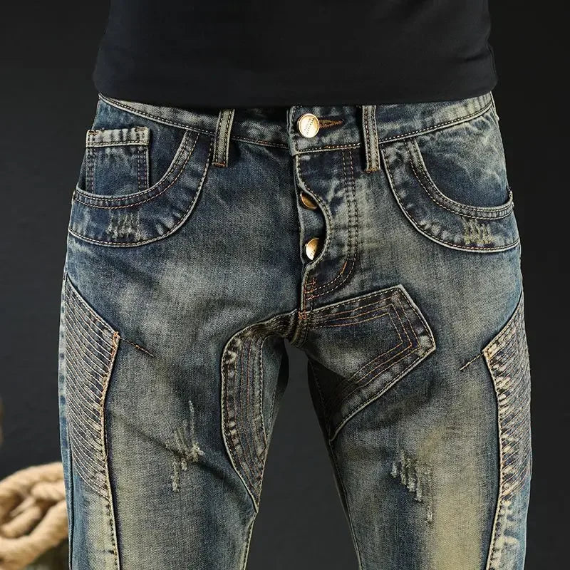 Jeans for Men Tapered Male Cowboy Pants 90s Streetwear Wide Leg Soft in Y2k