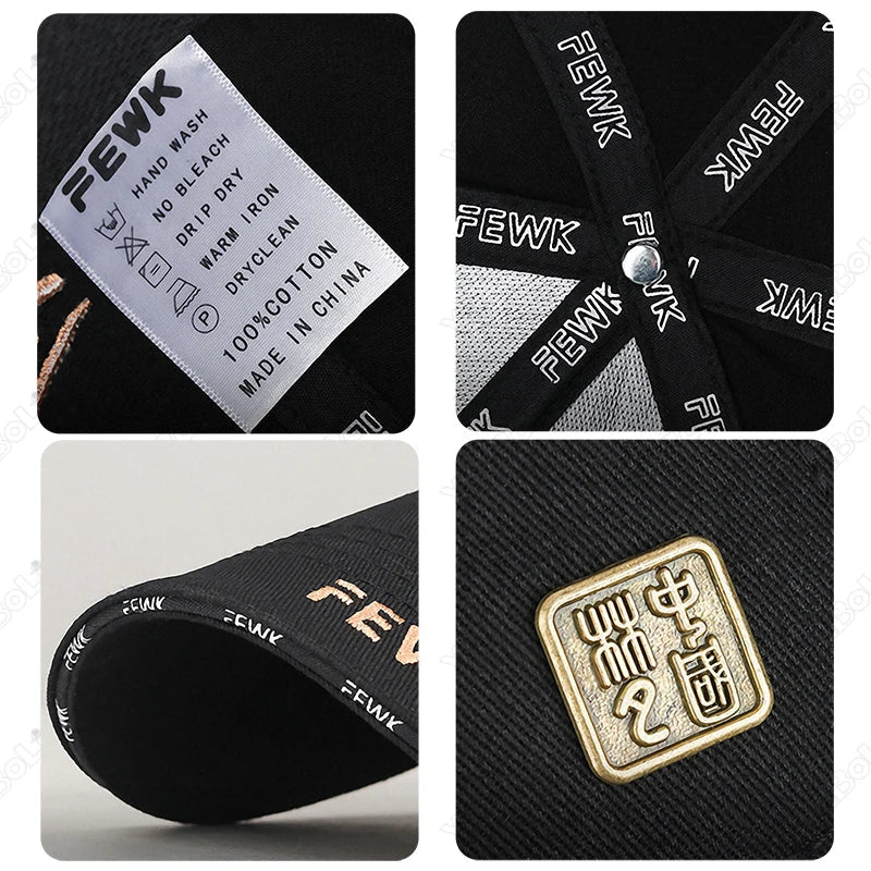 New Fashion High Quality Unisex Chinese Style Letters Embroidery Cotton Adjustable Baseball Cap Sun Hat Trucker Caps Dad Hats