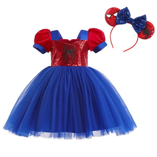 Halloween Costume For Baby Girl TUTU Lace Dress Festive Kid Bow Sequins Party Princess Frock+Headband Child Tunic Cloth