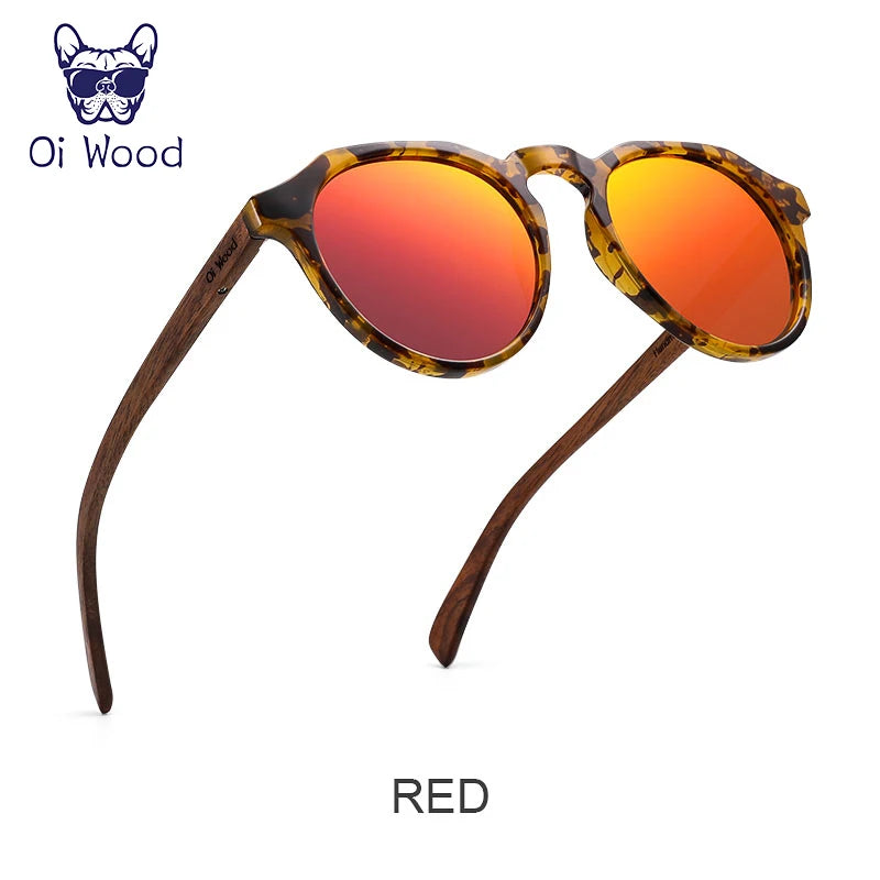 Sunglasses Women Men's Sun Glasses  Walnut Wood Round Eyeglasses