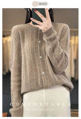 Wool Cardigan Womens Clothing O-neck Sweater Mujer Long Sleeve Tops Knitwears