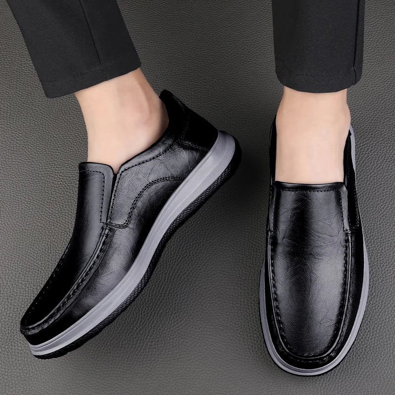 Men Leather Shoes Casual Luxury Brand Soft Mens Sneakers Breathable Lace up Moccasins Mens Business Formal Shoes
