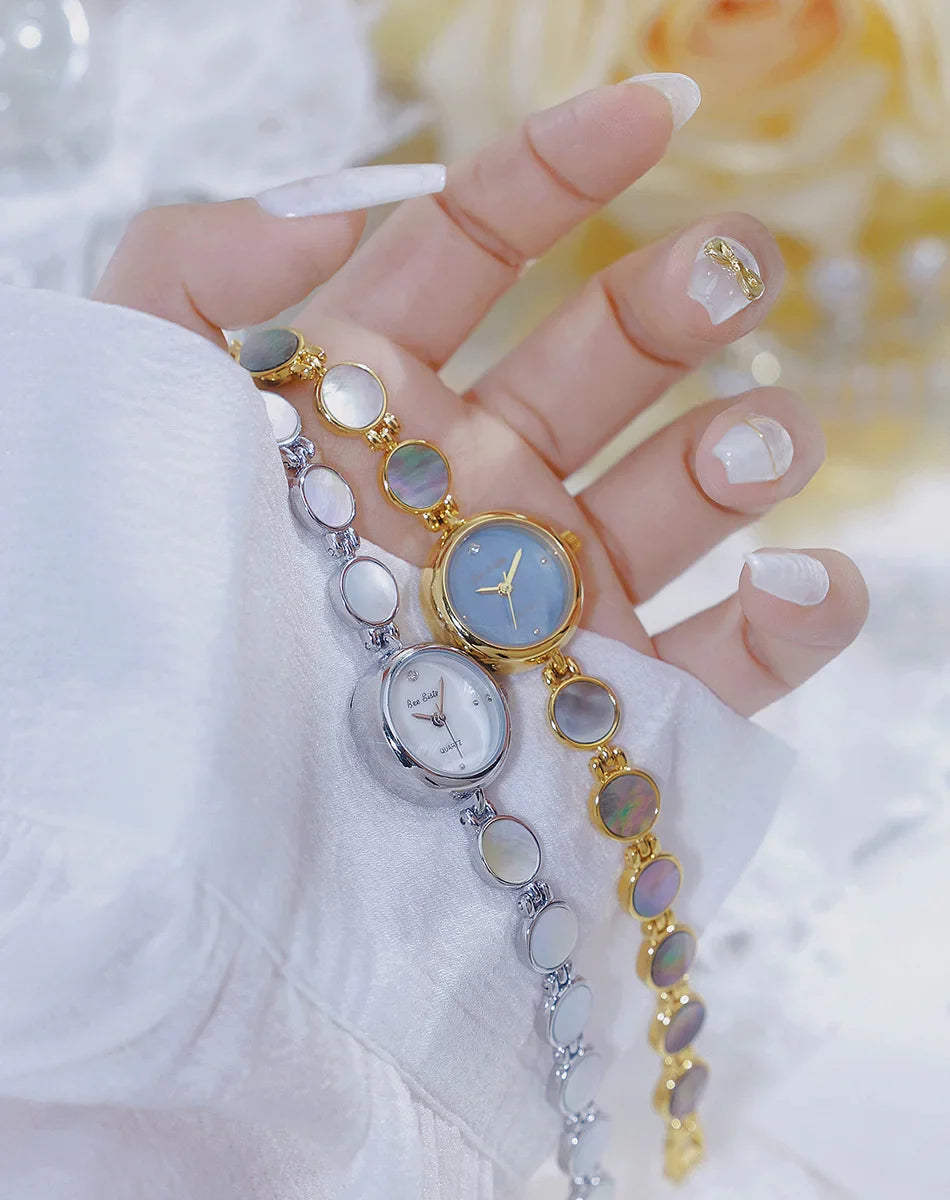 Luxury Ladies Watches Gold Small Dial Natural Shell Bracelet Clock Gifts For Women Lady Fashion Dress Quartz Wristwatch