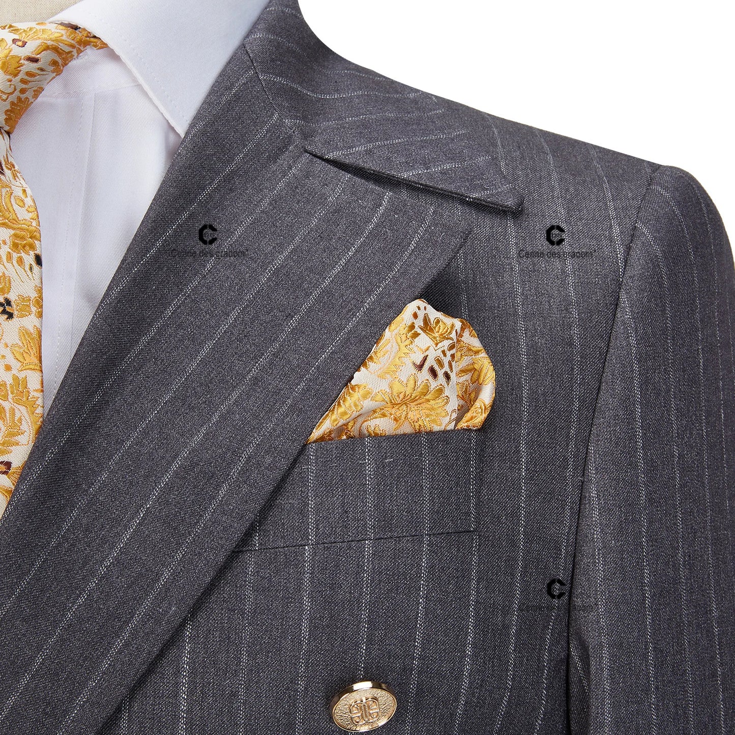 Tuxedo for Mens: Double Breasted Pinstripe Suits For Men Grey Blazer Pants 2 Piece