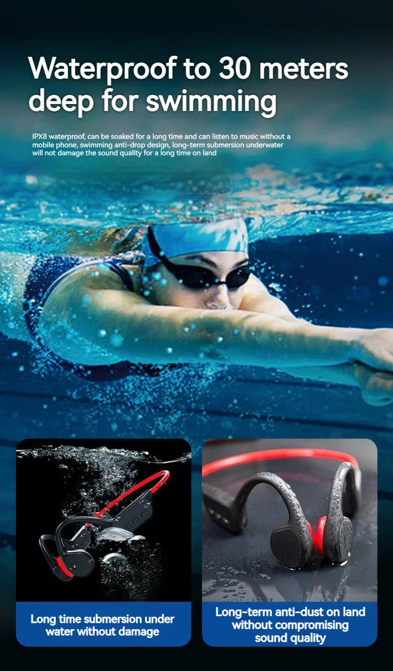 POLVCDG Bone Conduction Headset X7 IPX8 32GB Bluetooth 5.3 Wireless Headset with microphone Waterproof Swim 2023 New
