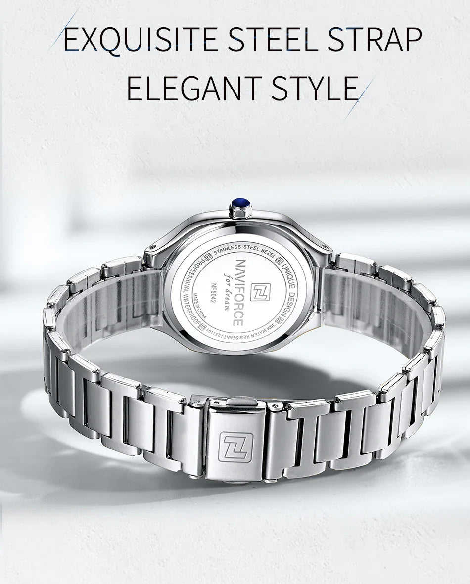 NAVIFORCE Brand High Quality Women Quartz Watch Stainless Steel Strap Casual Elegant Waterproof Wristwatch Relogio Feminino 2024
