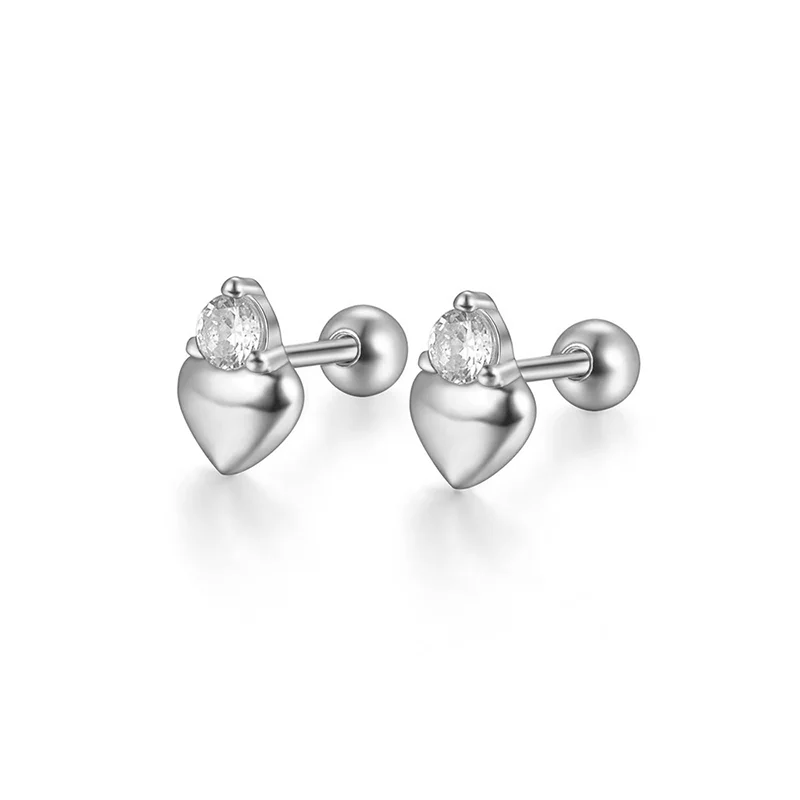 WANTME 925 Sterling Silver Fashion Love Butterfly Romantic Star Crown Screw Stud Earrings for Women Ear Bone Piercing Jewelry