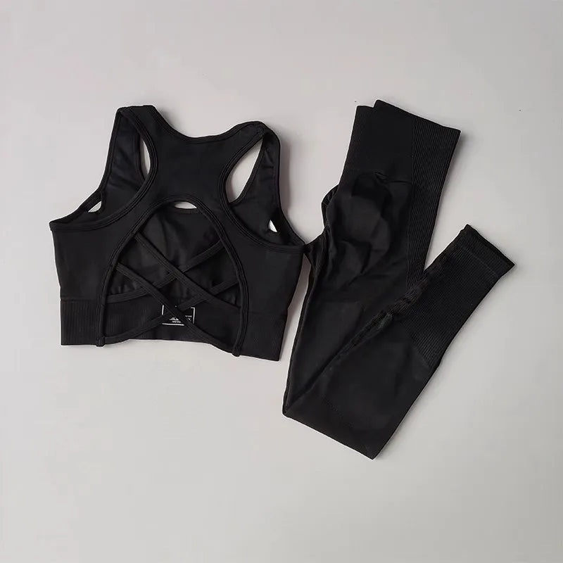 Women's tracksuit Fitness Suit Yoga Sets Sportswear Workout Sports Bra+High Waist