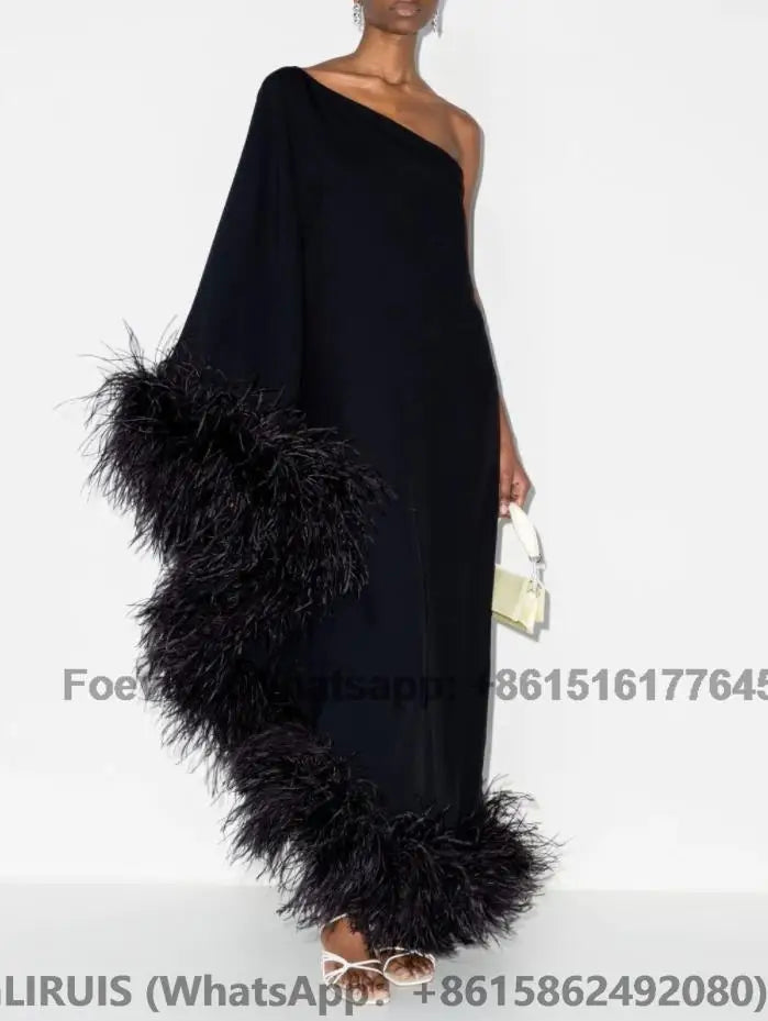 Homecoming Dresses: Green Feathers Satin Evening Dresses Formal Party Prom Gowns