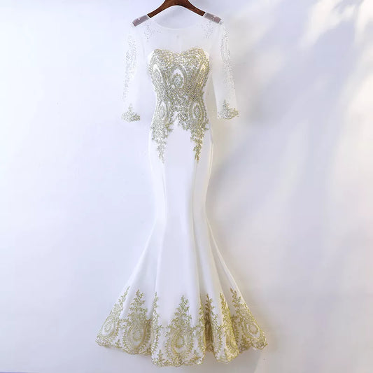 Homecoming Dresses: Evening Dress Half Sleeves Floor-Length Formal Party Gown
