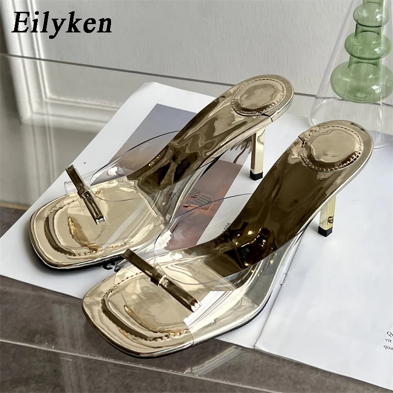 Eilyken Summer Fashion Butterfly-knot Satin Women Slipper Slip On Ladies Sandal Thin High Heel Outdoor Dress Slides Shoes