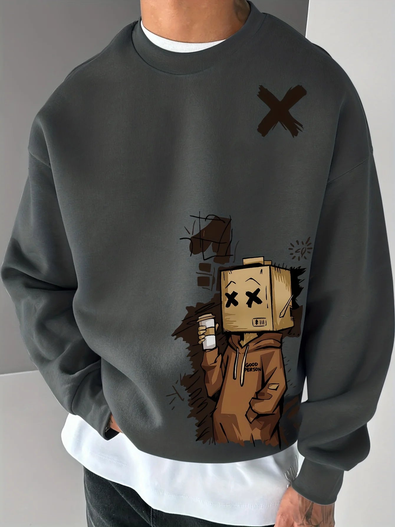 European and American Men's Autumn New Cartoon Printed Soft and Comfortable Hoodie Outdoor Street Style Long Sleeve